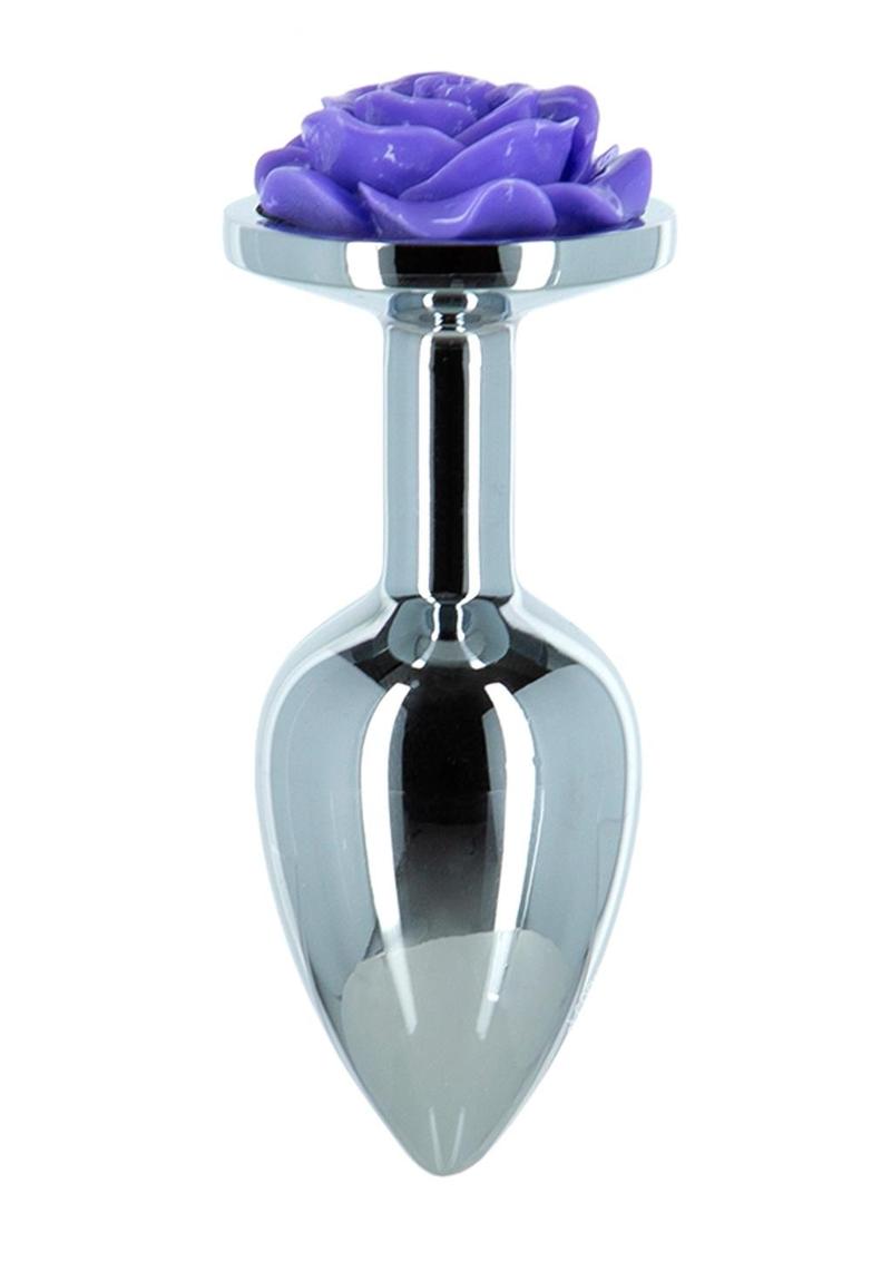 Lux Active Rose Anal Plug 3in - Silver/Purple