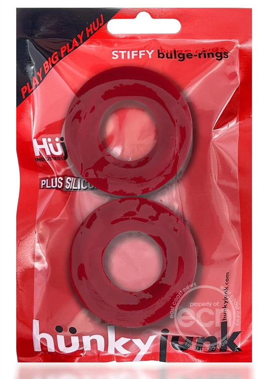 Hunkyjunk Stiffy Bulge Silicone Cock Rings (2 pack) - Cherry Ice