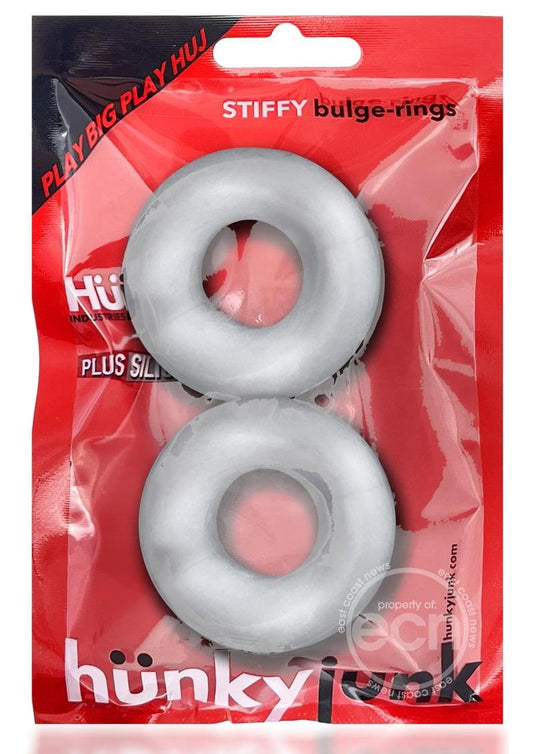 Hunkyjunk Stiffy Bulge Silicone Cock Rings (2 pack) - Clear Ice