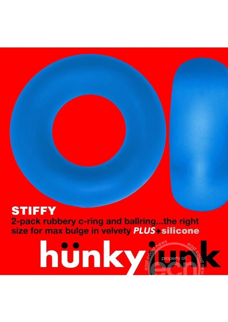 Hunkyjunk Stiffy Bulge Silicone Cock Rings (2 pack) - Teal Ice