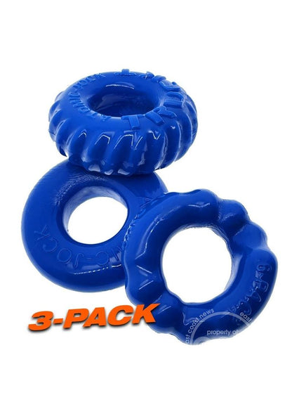 Oxballs Bonemaker Cock Ring Kit (3 pack) - Pool Blue