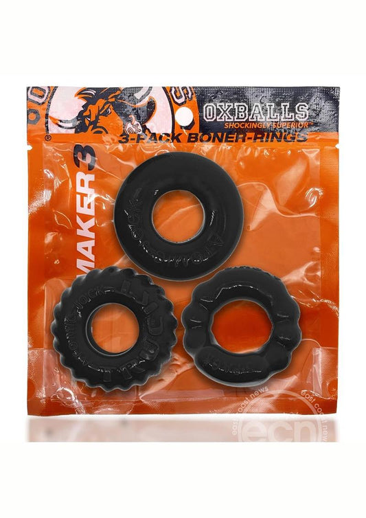 Oxballs Bonemaker Cock Ring Kit (3 pack) - Black