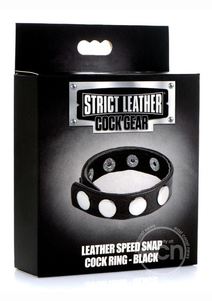 Cock Gear Leather Speed Snap Cock Ring - Black