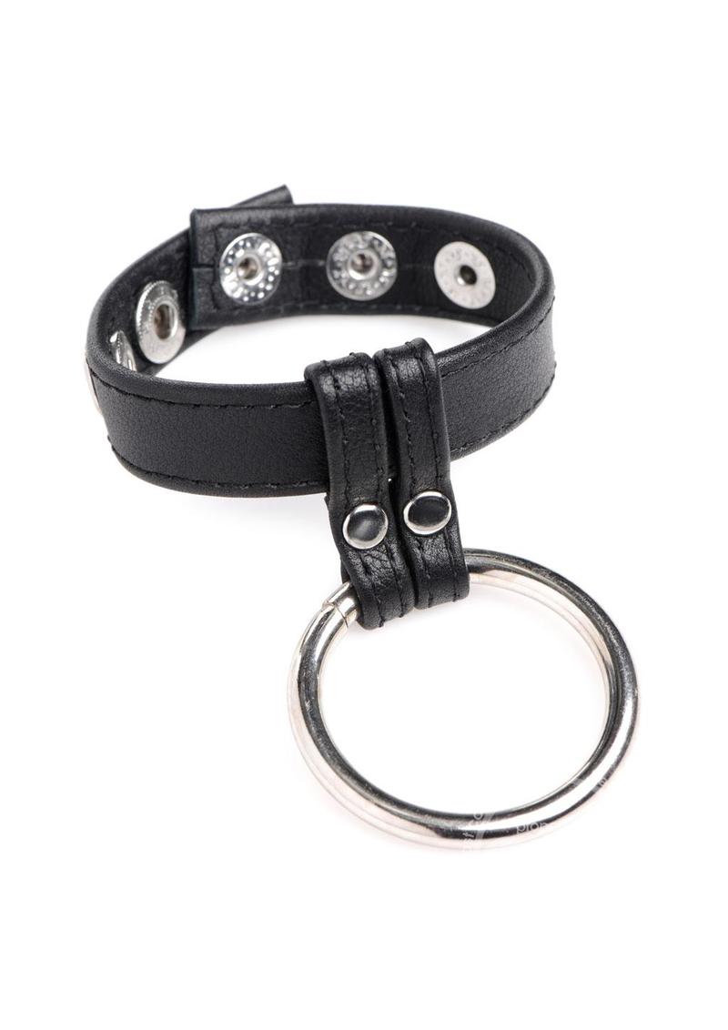 Cock Gear Leather and Steel Cock & Ball Ring - Black