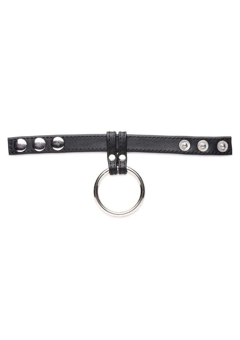 Cock Gear Leather and Steel Cock & Ball Ring - Black