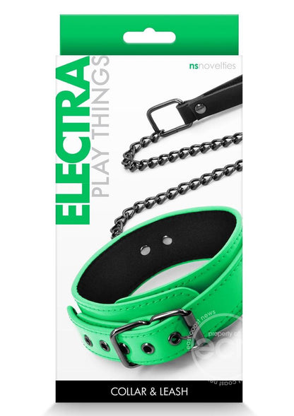 Electra Play Things PU Leather Collar & Leash - Green