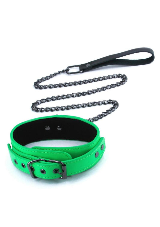 Electra Play Things PU Leather Collar & Leash - Green