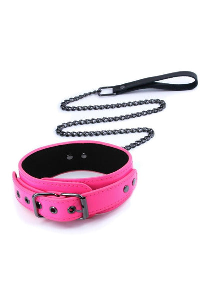 Electra Play Things PU Leather Collar & Leash - Pink