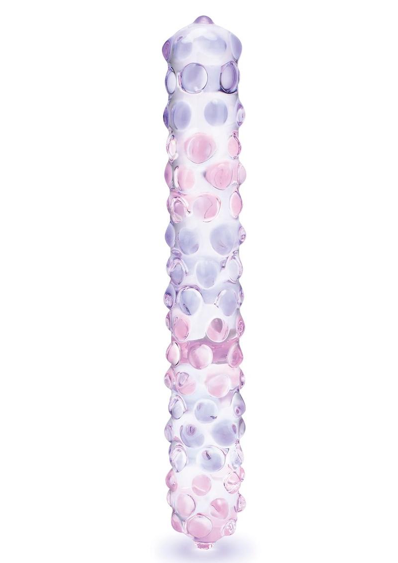 Glas Purple Rose Glass Nubby Dildo 9in - Clear/Pink