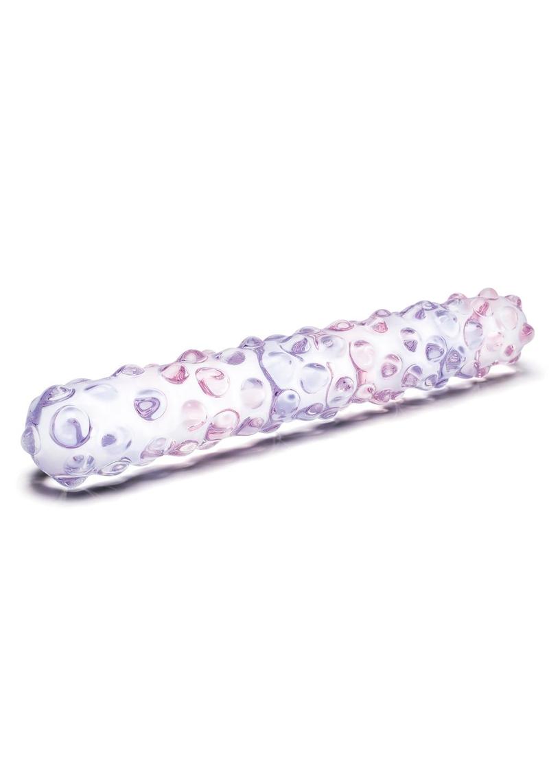 Glas Purple Rose Glass Nubby Dildo 9in - Clear/Pink