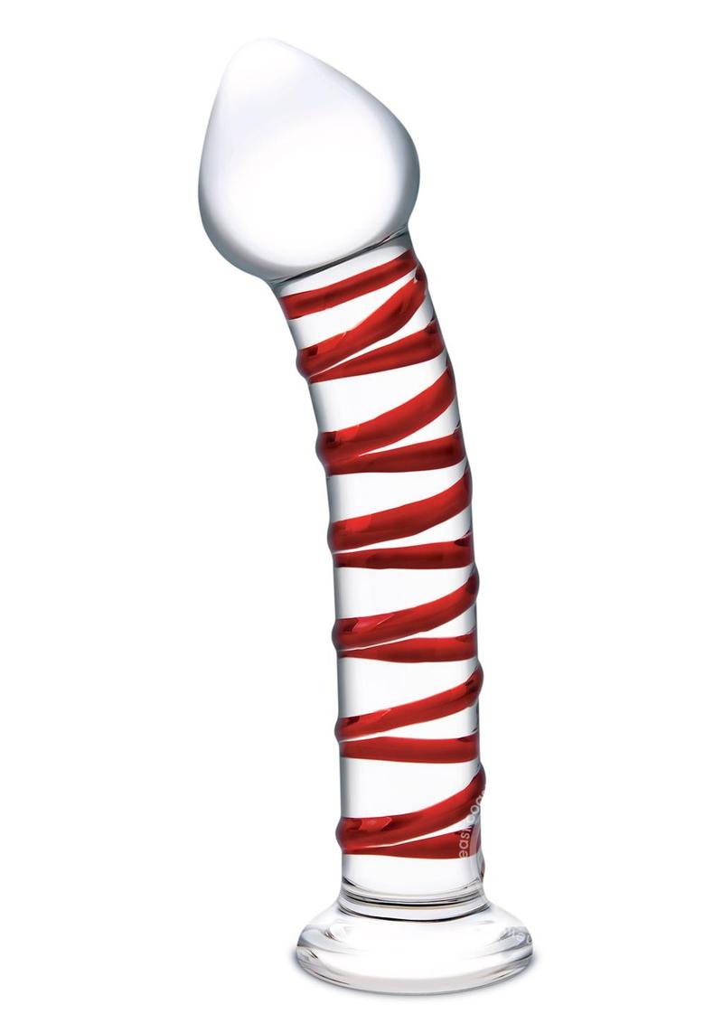 Glas Mr. Swirly Glass Dildo 8in - Clear/Red