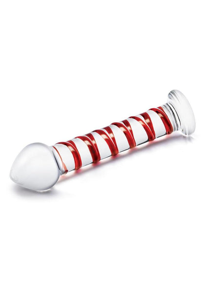 Glas Mr. Swirly Glass Dildo 8in - Clear/Red