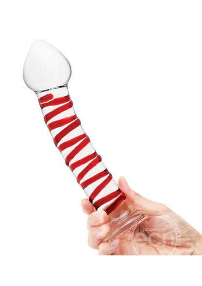 Glas Mr. Swirly Glass Dildo 8in - Clear/Red