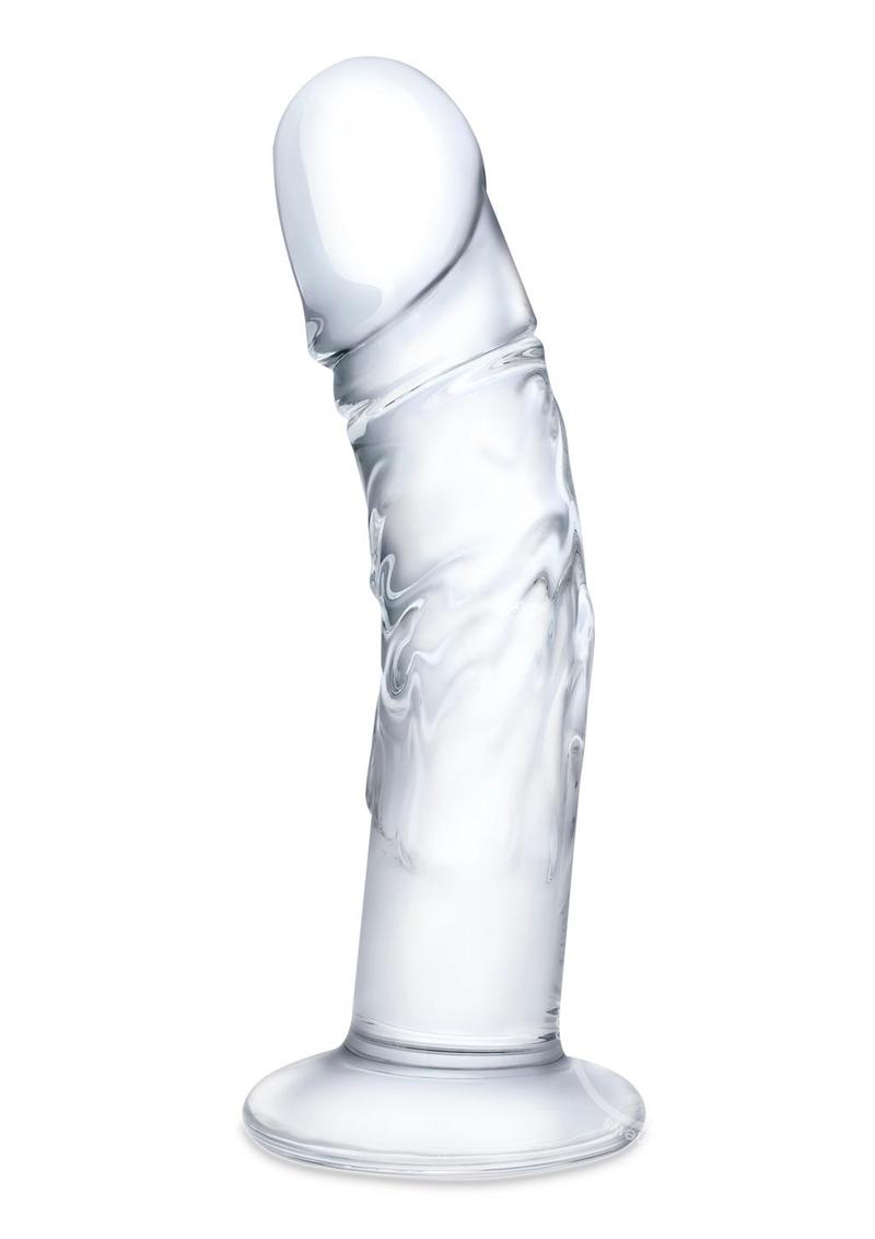 Glas Curved Realistic Glass Dildo with Veins 7in - Clear