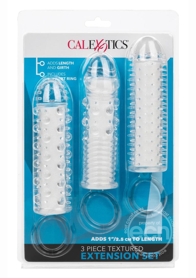 Textured Extension Set Penis Sleeves (3 piece) - Clear