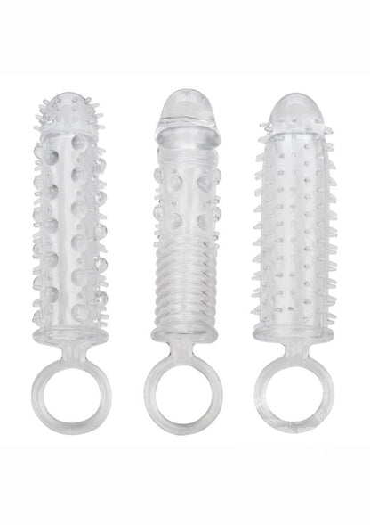 Textured Extension Set Penis Sleeves (3 piece) - Clear