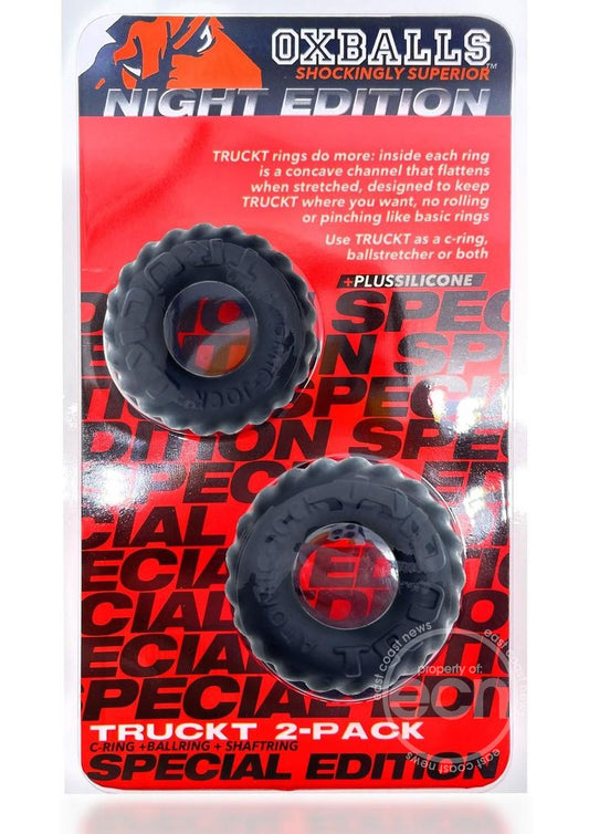 Oxballs Truckt Plus+ Silicone Cock Ring (2 pack) - Night Edition