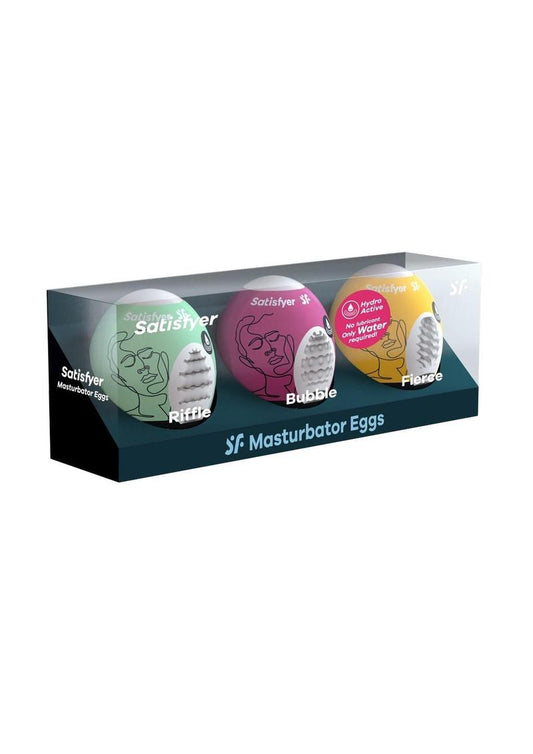 Satisfyer Masturbator Egg 3 Pack Set (Riffle, Bubble, Fierce) - Assorted Colors