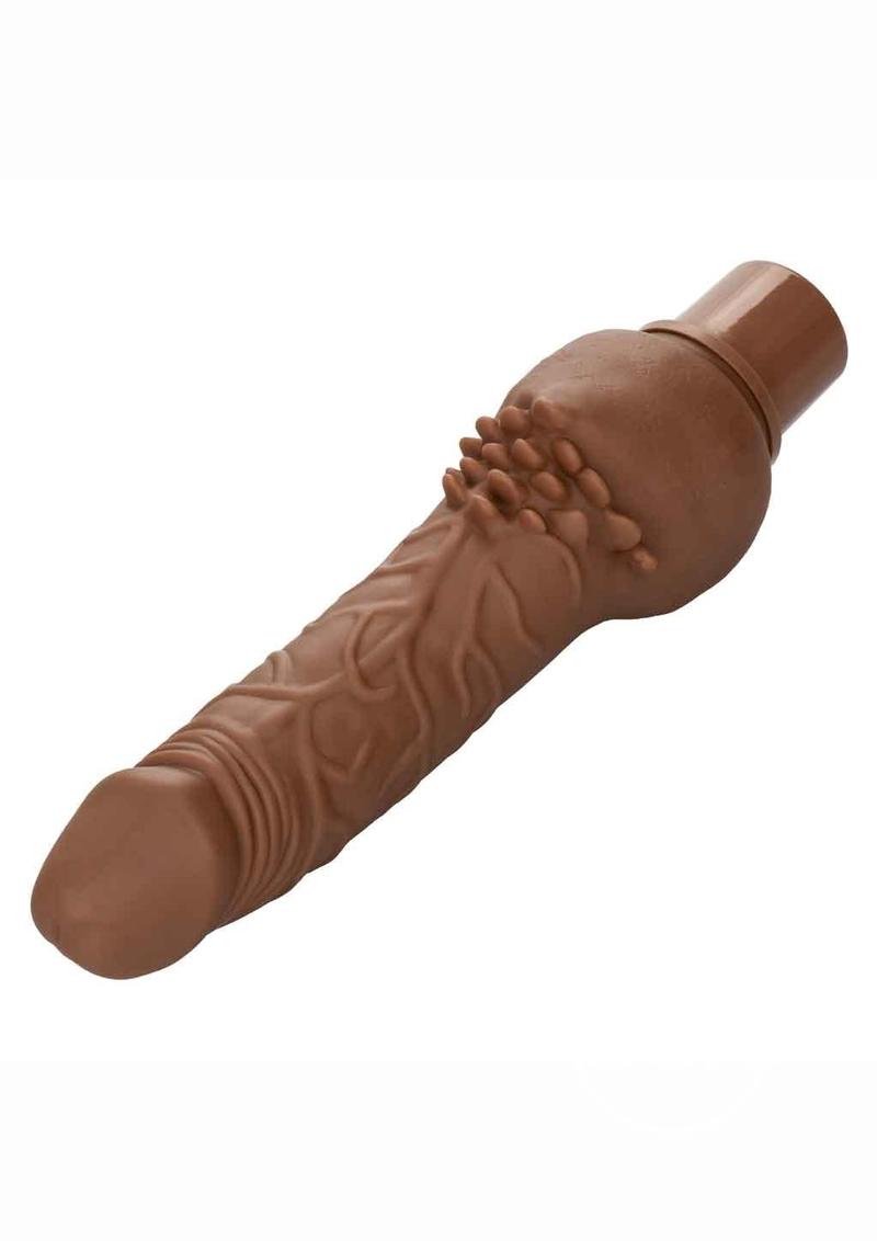 Rechargeable Power Stud Cliterrific Silicone Vibrating Dildo - Chocolate