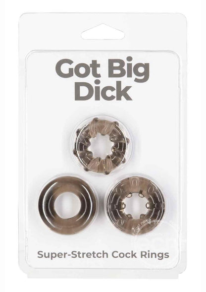 PowerBullet Got Big D Super Stretch Cock Rings (3 pack) - Black