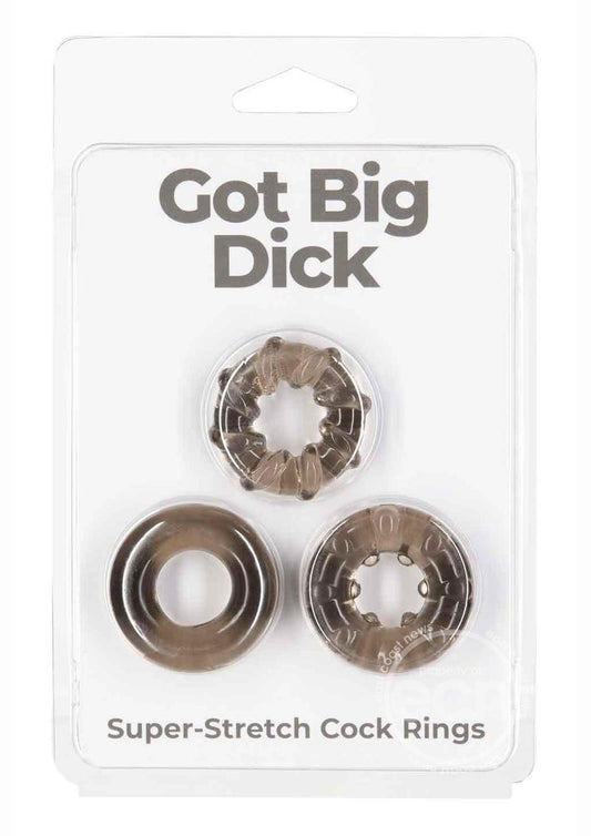 PowerBullet Got Big D Super Stretch Cock Rings (3 pack) - Black