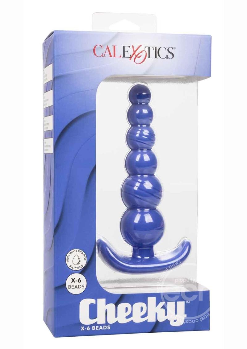 Cheeky X-6 Beads Silicone Anal Probe - Blue