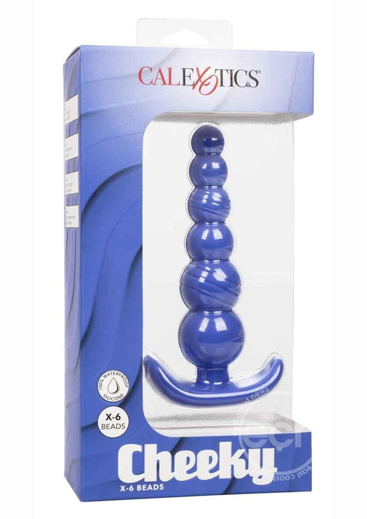 Cheeky X-6 Beads Silicone Anal Probe - Blue