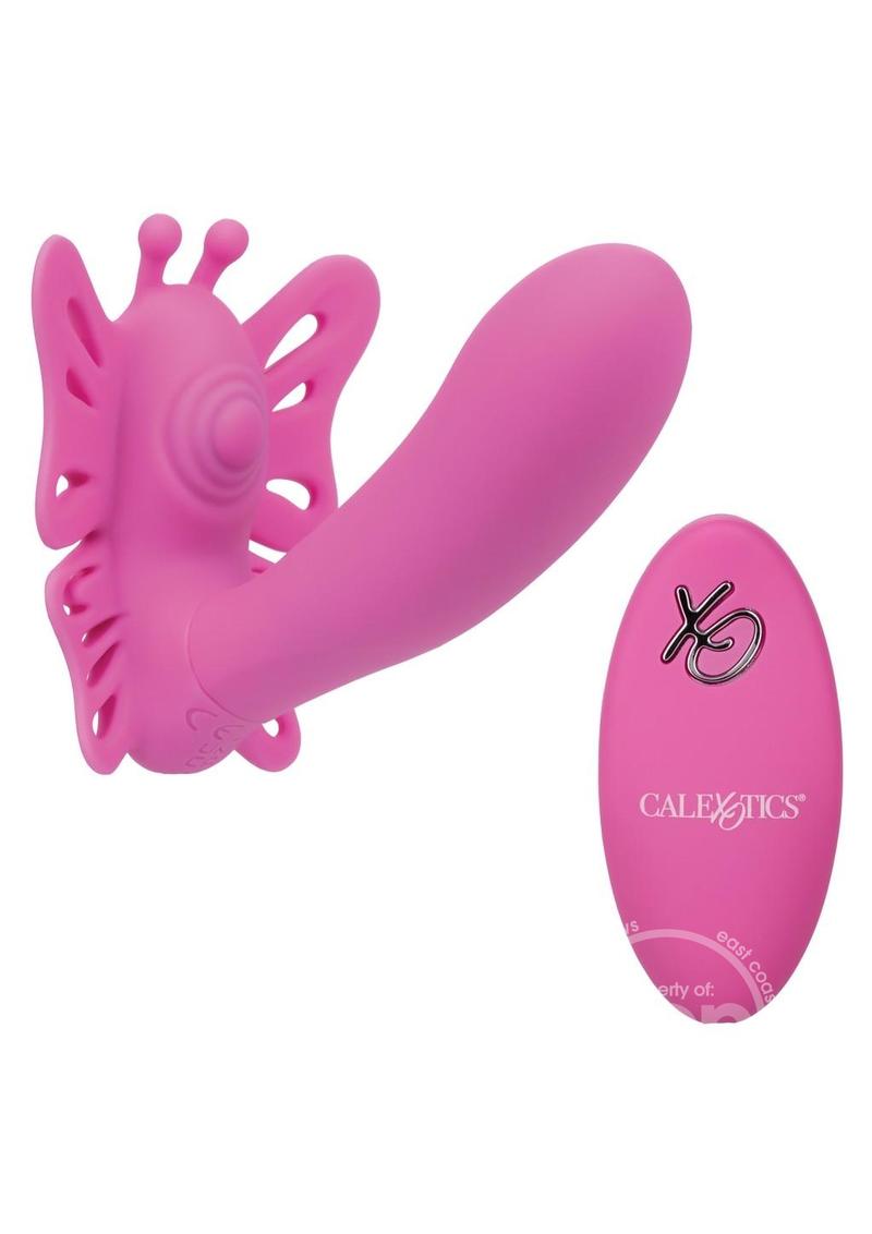 Venus Butterfly Pulsating Venus G Silicone Rechargeable Strap-On With Remote Control - Pink