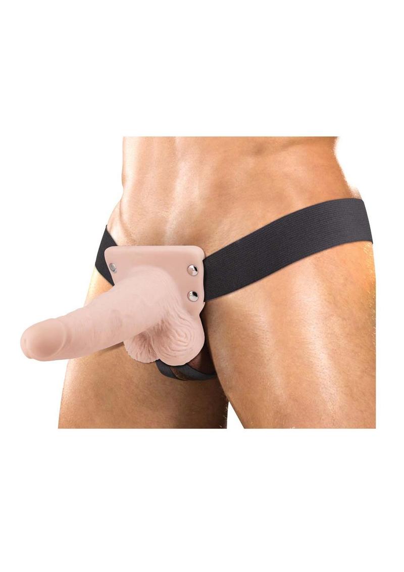 Erection Assistant Hollow Vibrating Strap-On 6in - Vanilla