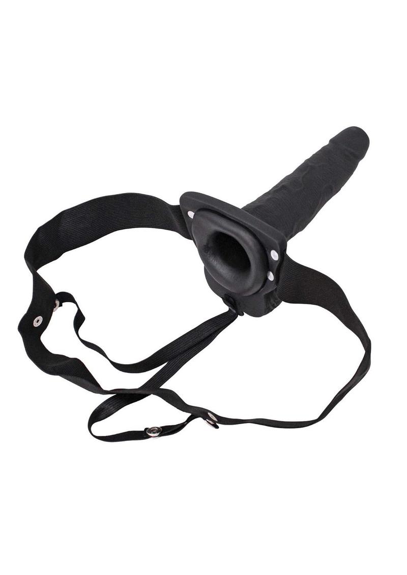 Erection Assistant Hollow Vibrating Strap-On 6in - Black