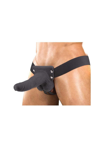 Erection Assistant Hollow Vibrating Strap-On 6in - Black