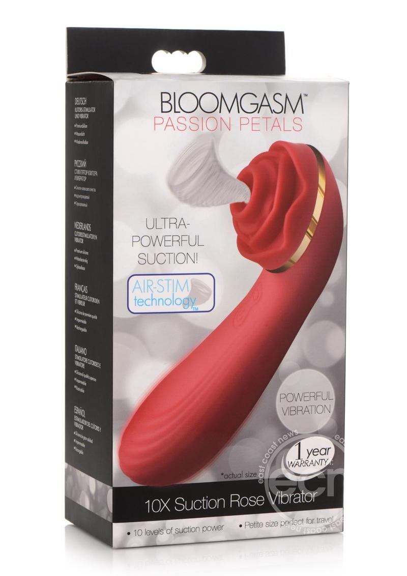 Inmi Bloomgasm Passion Petals 10X Rechargeable Silicone Rose Clitoral Stimulator - Red