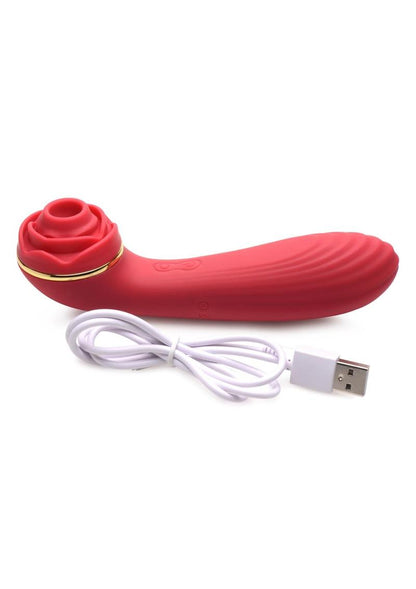 Inmi Bloomgasm Passion Petals 10X Rechargeable Silicone Rose Clitoral Stimulator - Red