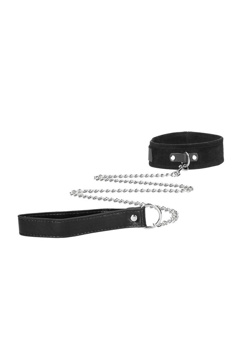 Ouch! Velcro Collar with Leash and Hand Cuffs - Black