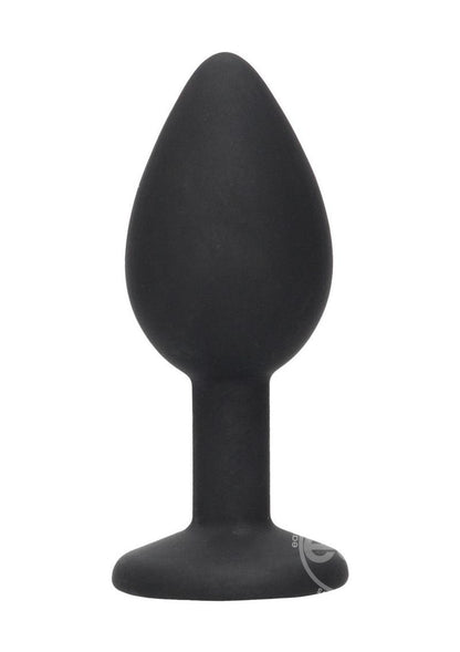 Ouch! Silicone Butt Plug with Removable Jewel - Black