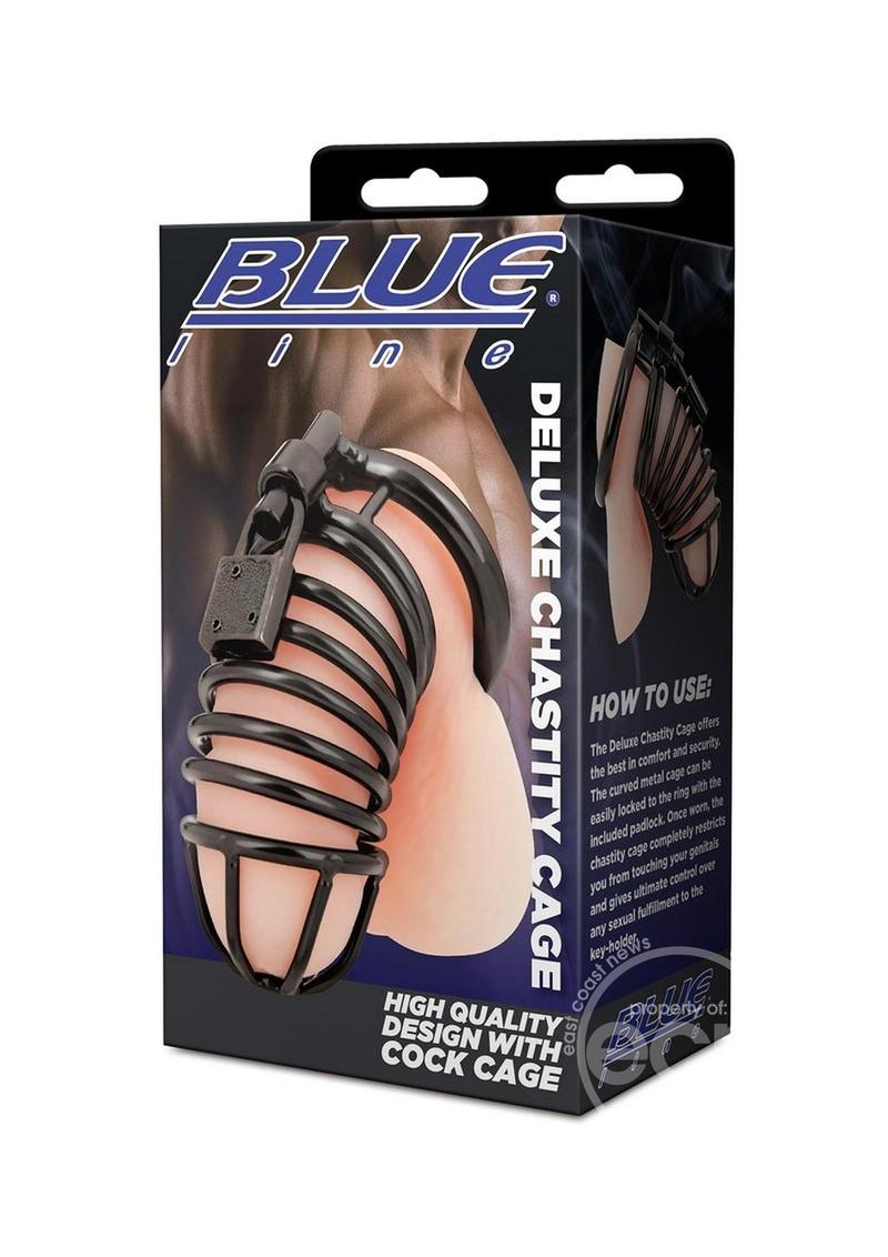 Blue Line Deluxe Chastity Cage - Black