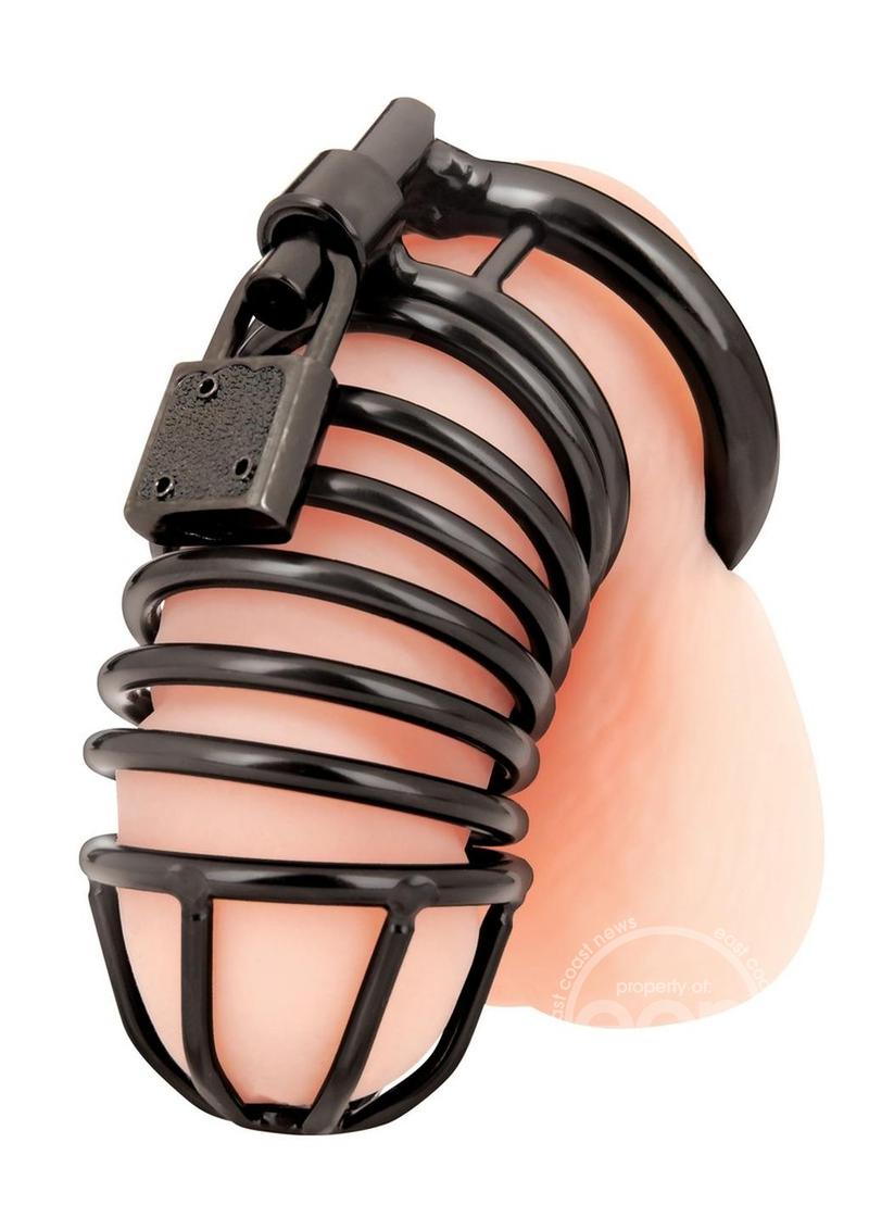 Blue Line Deluxe Chastity Cage - Black