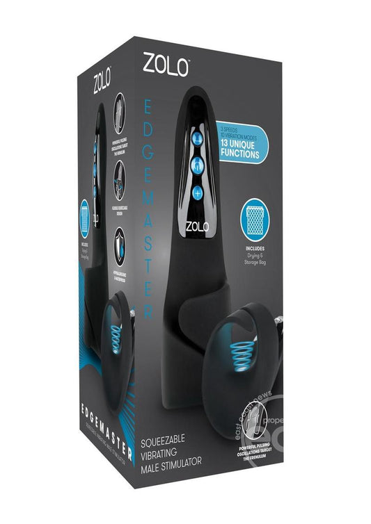 Zolo Edgemaster Silicone Rechargeable Vibrating Masturbator - Black