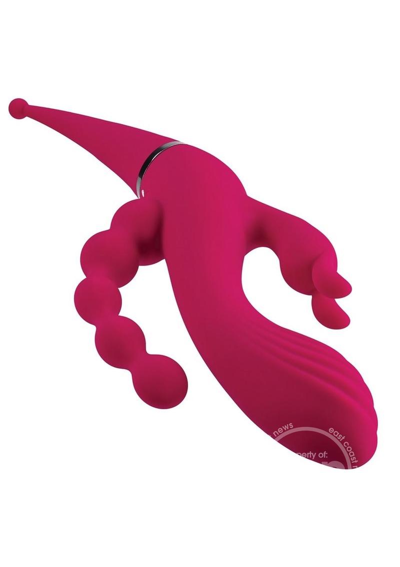 Gender X Four by Four Rechargeable Silicone Quadruple Stimulating Vibrator - Red