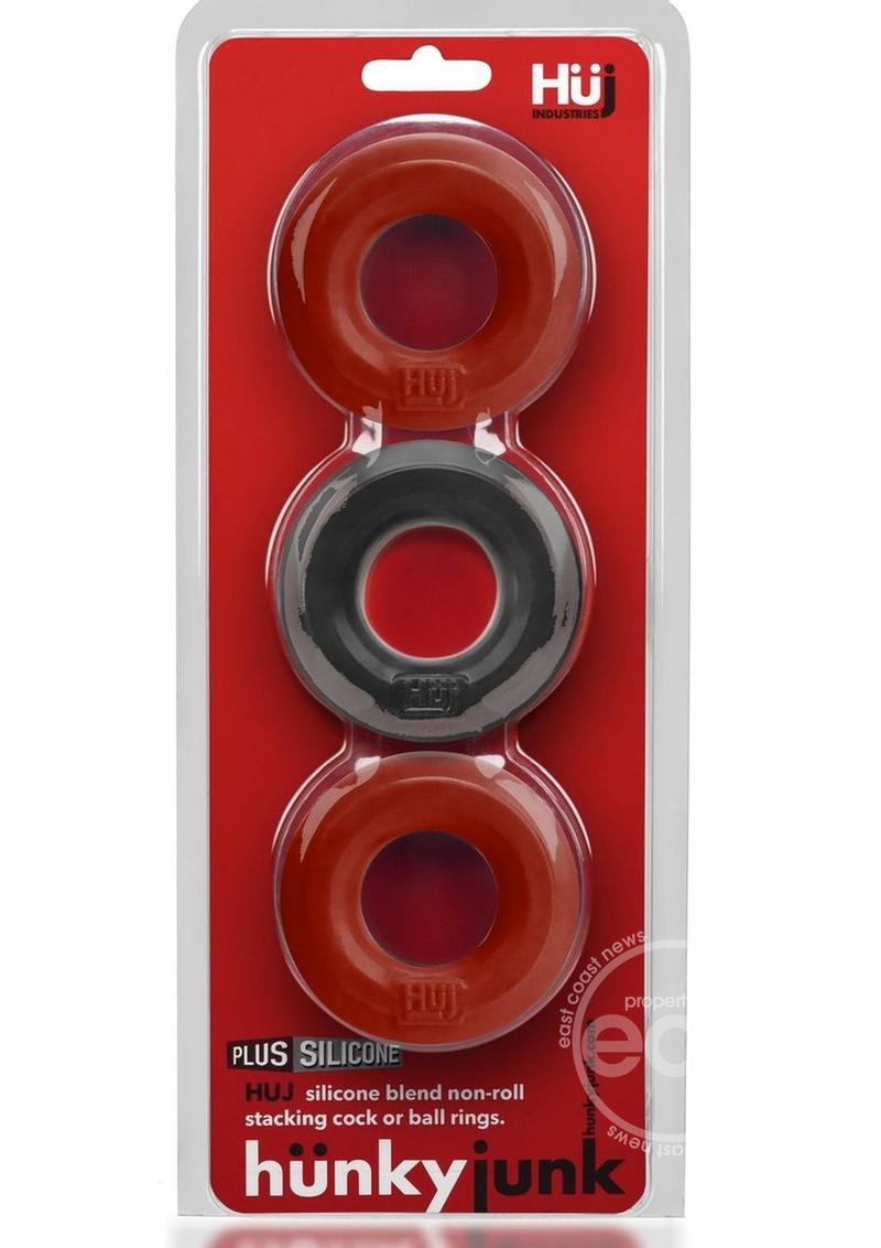 Hunkyjunk HUJ3 Silicone C-Rings (3 Pack) - Cherry/Tar