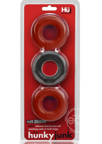 Hunkyjunk HUJ3 Silicone C-Rings (3 Pack) - Cherry/Tar