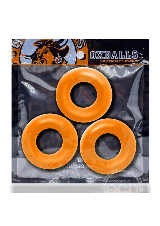 Oxballs Fat Willy Jumbo Cock Ring (3 pack) - Orange