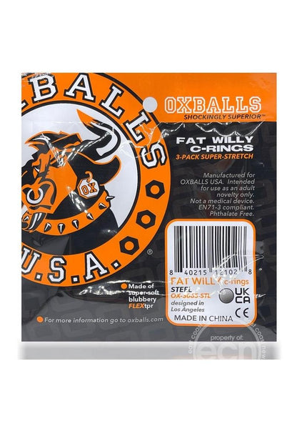 Oxballs Fat Willy Jumbo Cock Ring (3 pack) - Orange