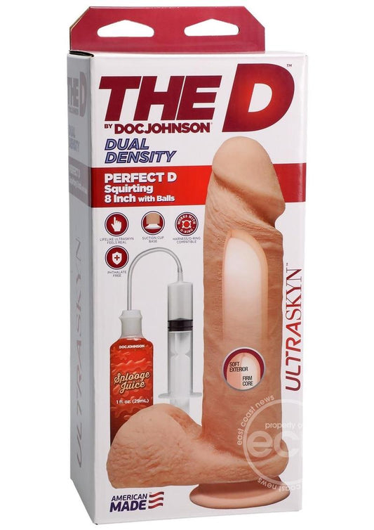 The D Perfect D Ultraskyn Squirting Dildo 8in - Vanilla