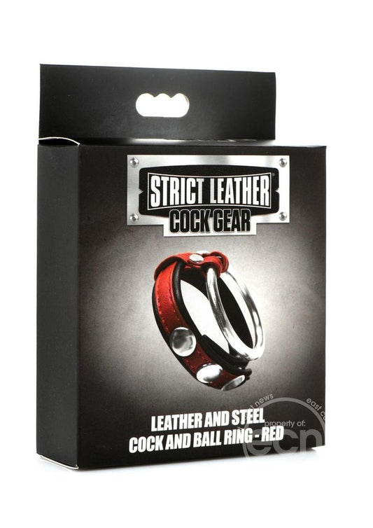 Strict Leather Cock Gear Leather and Steel Cock & Ball Ring - Red