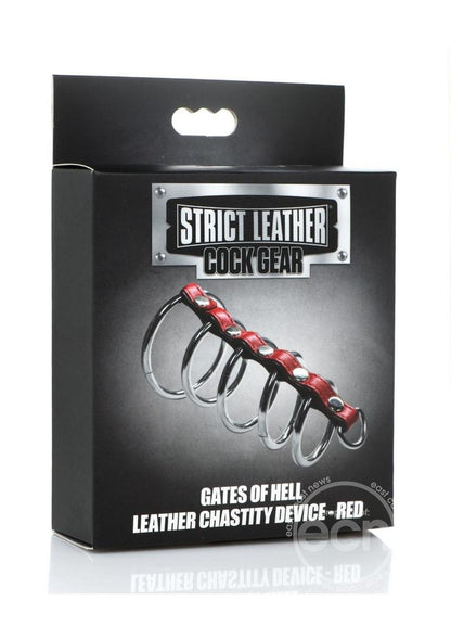 Strict Leather Cock Gear Leather and Steel Gates of Hell - Red