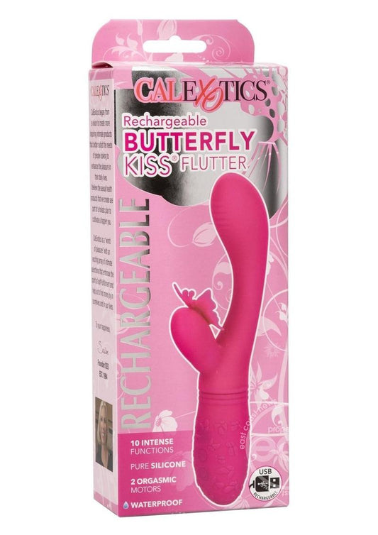 Rechargeable Butterfly Kiss Flutter Silicone Massager - Pink