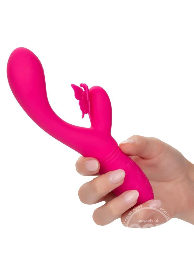 Rechargeable Butterfly Kiss Flutter Silicone Massager - Pink