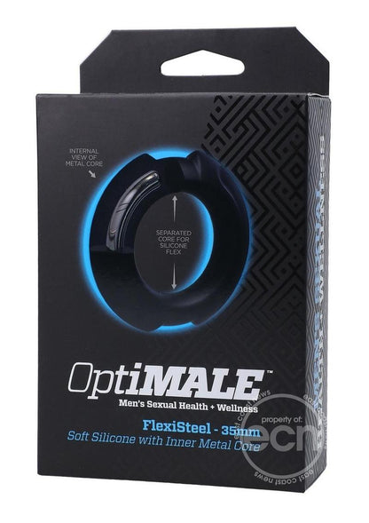 OptiMALE Flexisteel Soft Silicone With Inner Metal Core Cock Ring 35mm - Black