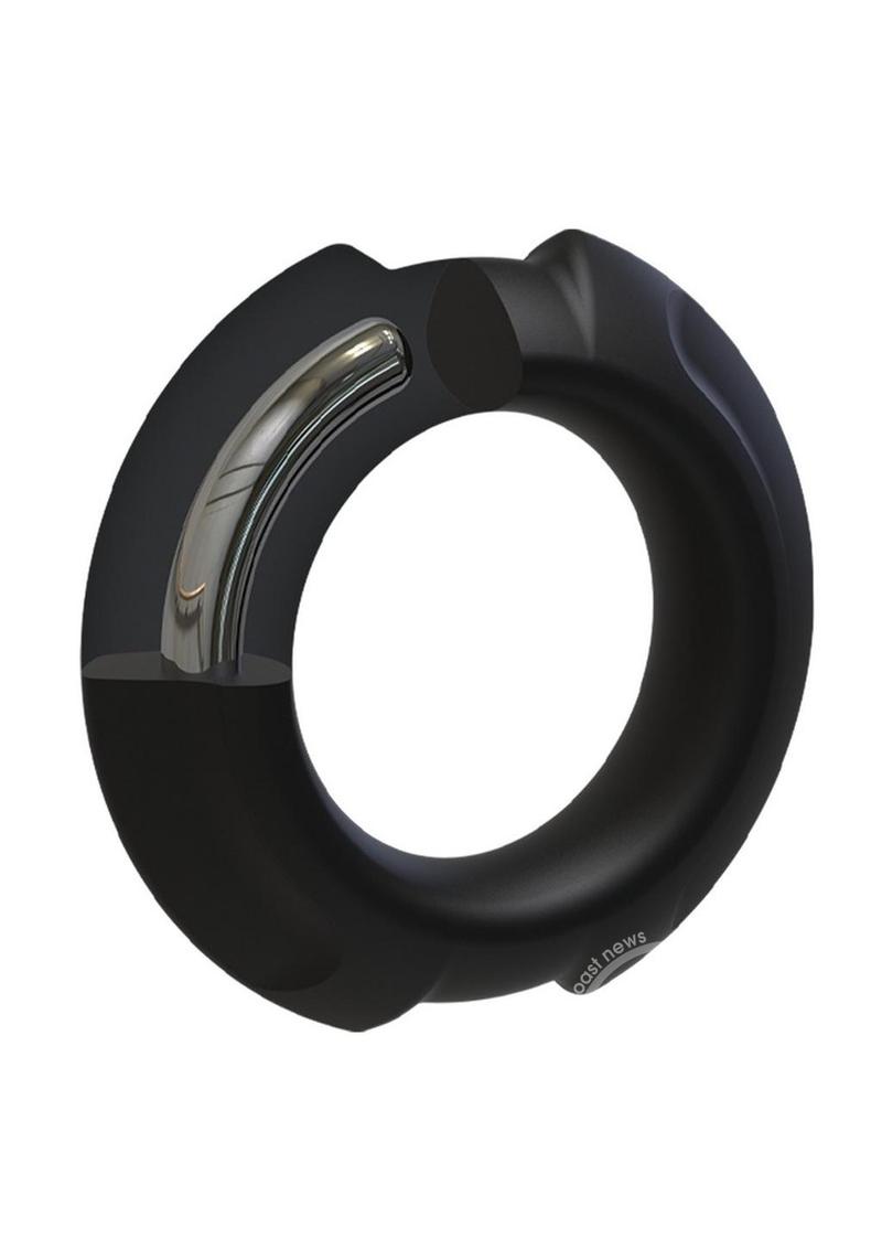 OptiMALE Flexisteel Soft Silicone With Inner Metal Core Cock Ring 35mm - Black